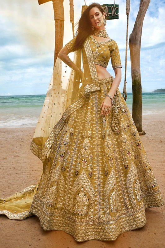 Yellow Color Bridal Look Heavy Worked Designer Stylish Lehenga Choli