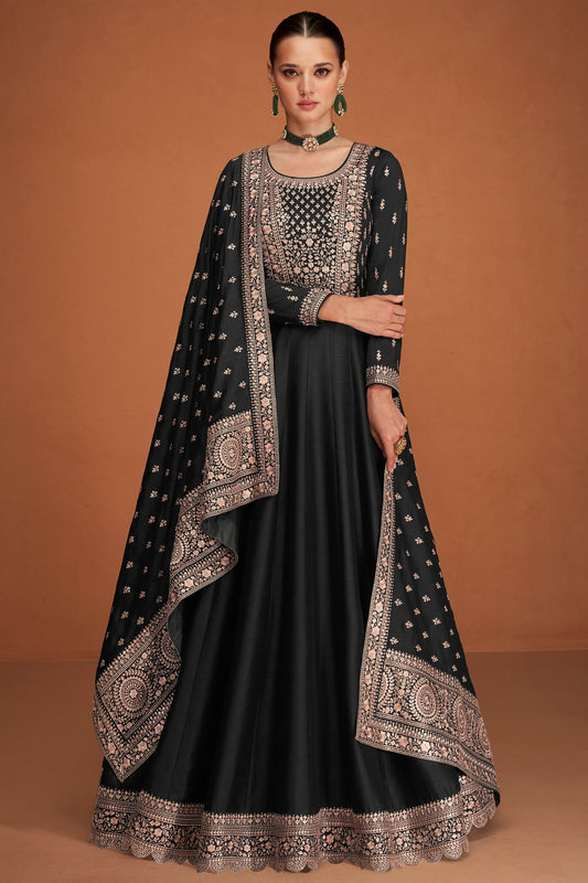 Wedding Reception Party Wear Full Flared Anarkali Dupatta Gown Suit's