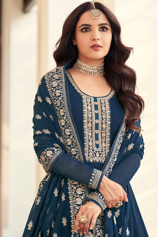 Indian Designer Georgette With Heavy Embroidered Worked Anarkali Gown