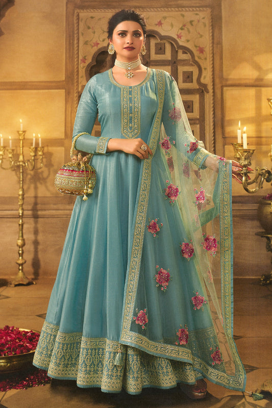 Special Reception Party Wear Anarkali Gown Suits Heavy Embroidery Work