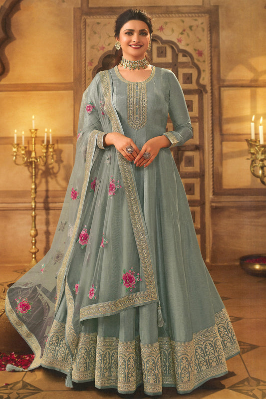 Special Reception Party Wear Anarkali Gown Suits Heavy Embroidery Work
