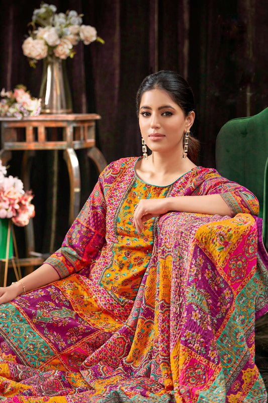 Women's wear Digital Printed Work Shalwar Kameez Plazzo Pant Suit UK