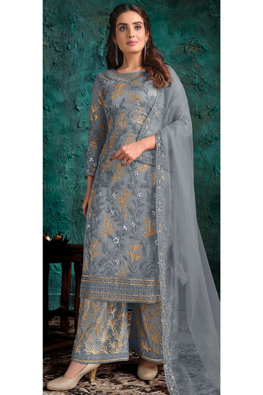Bollywood Designer Stylish Embroidery Work Salwar Kameez Palazzo Dress