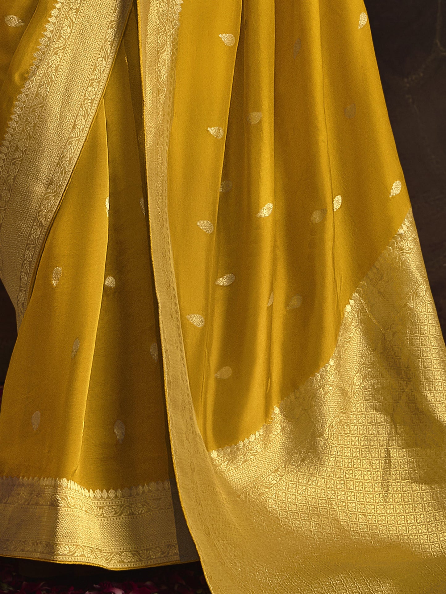 Affordable Casual Saree Yellow Color Wedding Haldi Ceremony Ready to Wear Sari USA