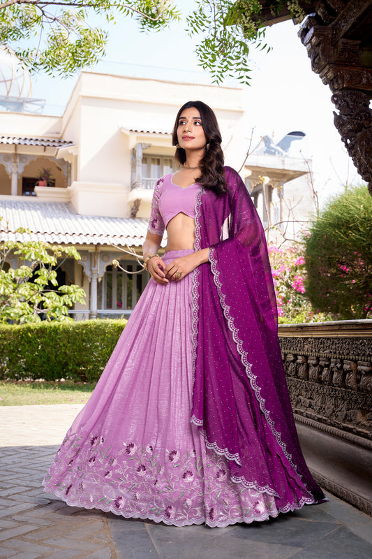 Custom Stitched Embroidered Silk Lehenga Choli Dupatta Wedding Wear