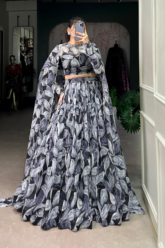 Indian Stylish Dola Silk Embroidery Work Lehenga Choli With Net Dupatta