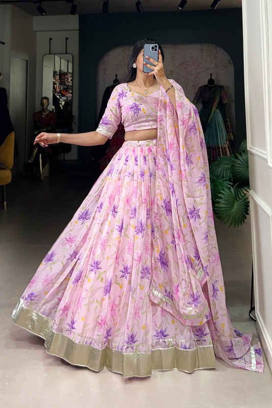 Sangeet Functions Wear Designer Pink Color Lehenga Choli With Dupatta