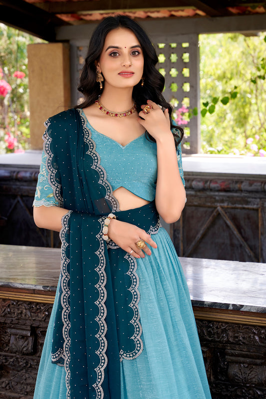 Silk Designer Sequins Work Readymade Lehenga Choli With Dupatta