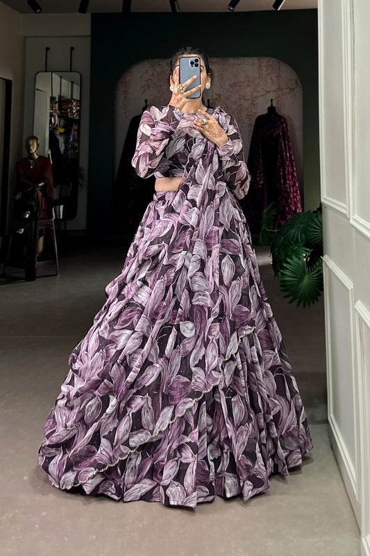 Purple Color Embroidery Zari Worked Bridesmaid Lehenga Choli Set