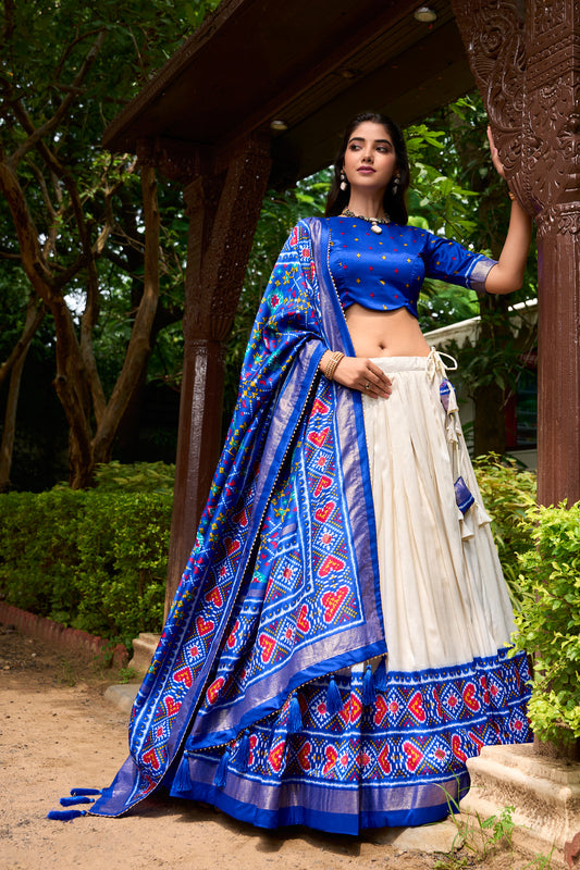 Glamorous Blue Foil Lehenga Choli with Patola Printed Dupatta