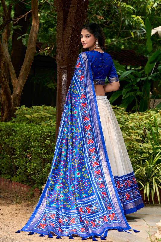Glamorous Blue Foil Lehenga Choli with Patola Printed Dupatta
