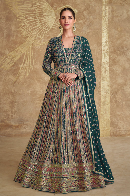 Heavy Embroidery Work Indian Pakistani Designer Anarkali Gown Suits