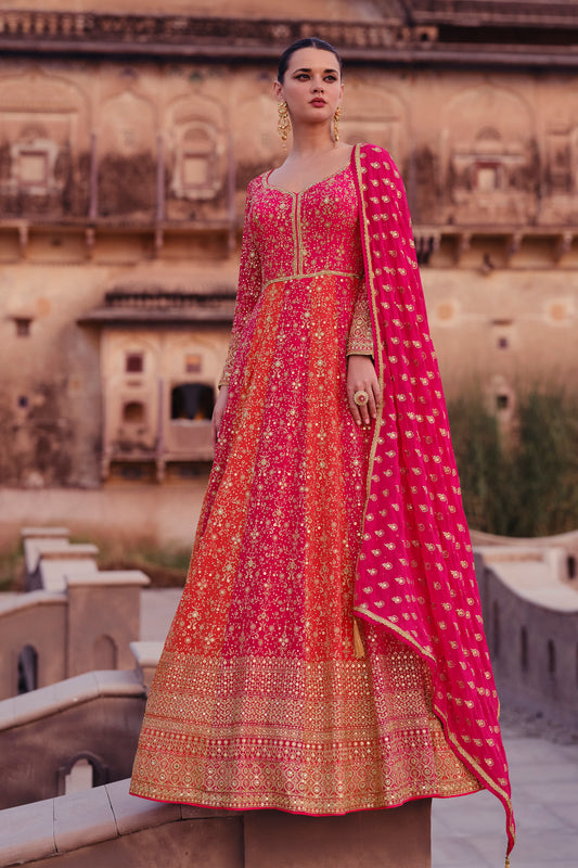 Pakistani Wedding Wear Long Anarkali Dupatta Gown Designer Online USA Suit