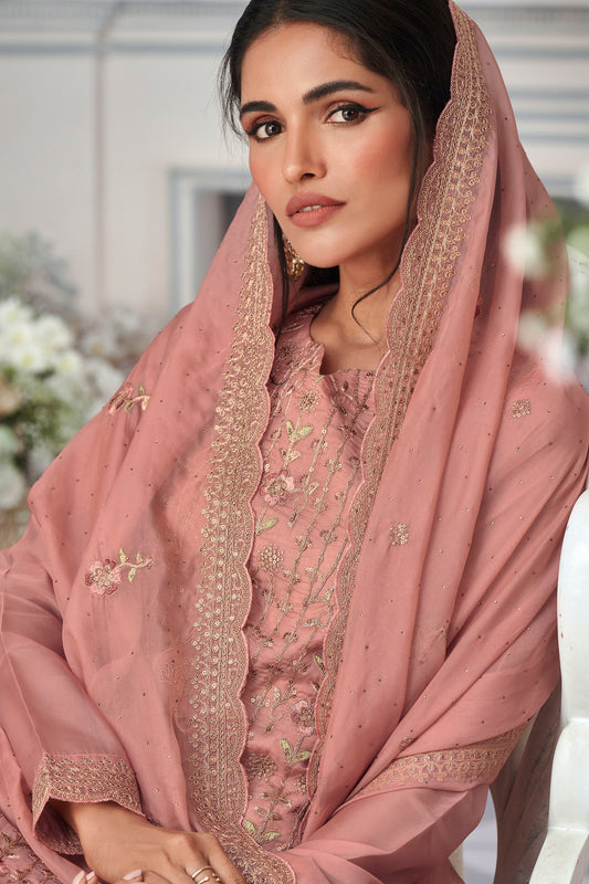 Embroidered Organza Silk Wedding Wear in India Kameez Pant Suit in Salwar