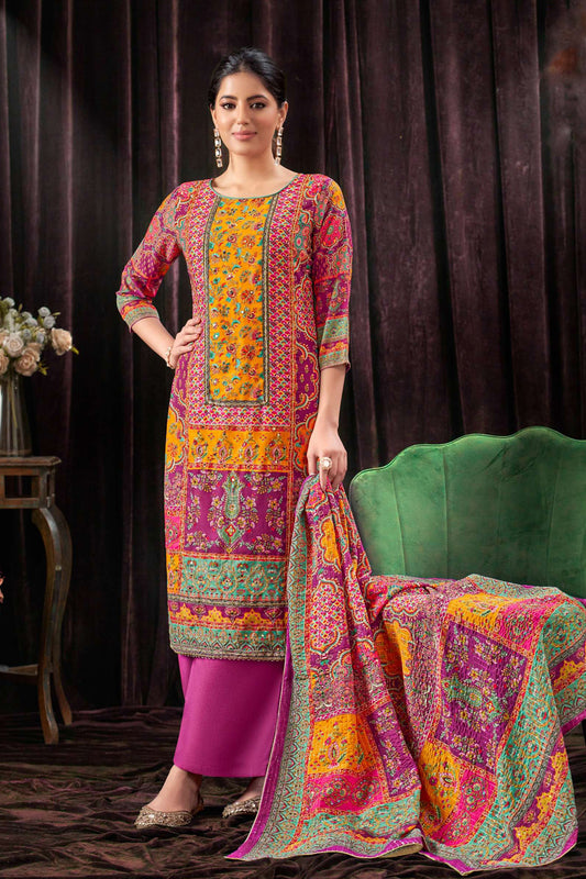 Women's wear Digital Printed Work Shalwar Kameez Plazzo Pant Suit UK