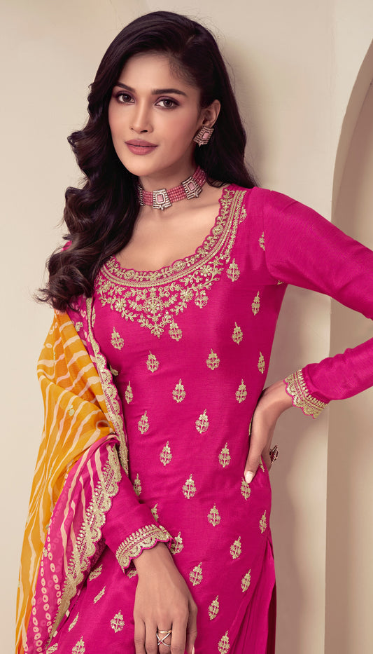 Embroidery Work With Digital Print Festival Wear Salwar Kameez Plazzo
