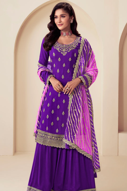 Embroidery Work With Digital Print Festival Wear Salwar Kameez Plazzo