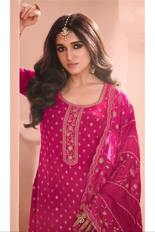 Heavy Trendy Embroidery Work Shalwar Kameez Palazzo-pant Suits With Heavy Dupatta For Woman's