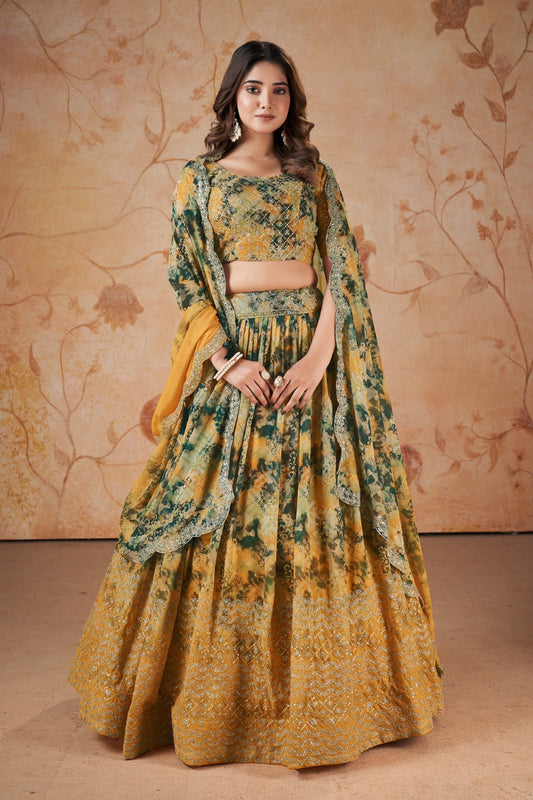 Indian Designer Digital Print & Sequins Work Event Wear Lehenga Choli