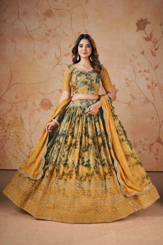 Indian Designer Digital Print & Sequins Work Event Wear Lehenga Choli