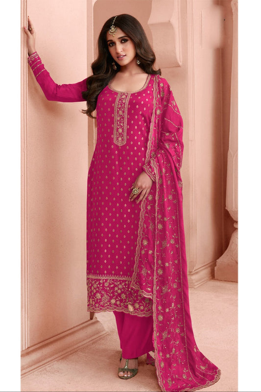 Heavy Trendy Embroidery Work Shalwar Kameez Palazzo-pant Suits With Heavy Dupatta For Woman's