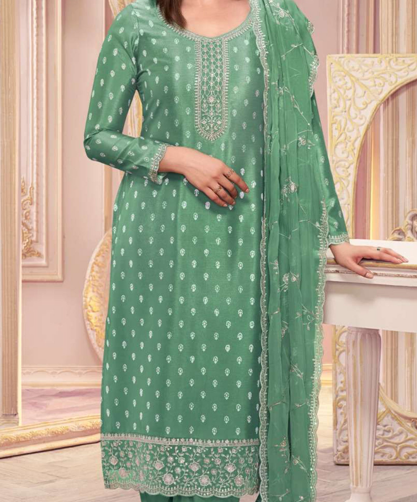 Gorgeous Embroidery Work Salwar Kameez Pant Dupatta Suit for women's Outfit
