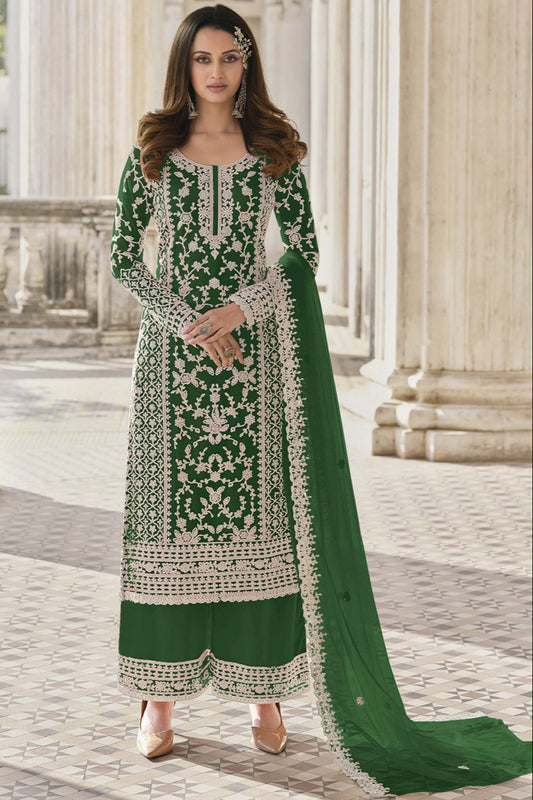 Full Embroidery Worked Roka Nikah Wear Stitched Salwar Kameez Plazzo Suits