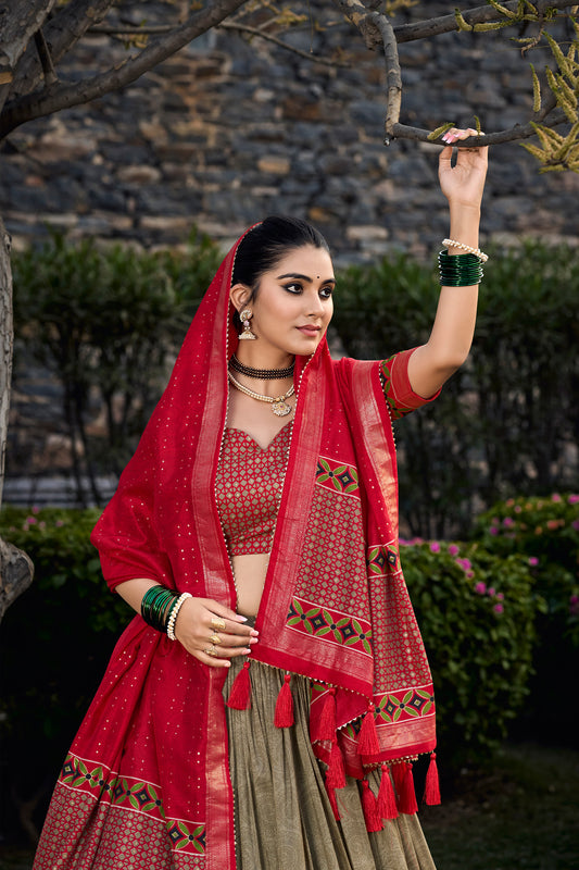 Heavy Embroidery Work Lehenga Choli Dupatta for USA Wedding Wear Set