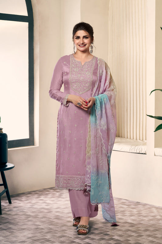 Casual Wear Salwar Kameez Pant Suit With Beautiful Dupatta