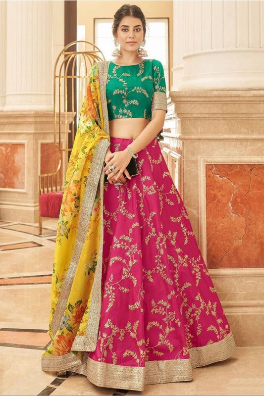 Silk Lehenga Choli With Dupatta Set For Bridal Wedding Reception wear