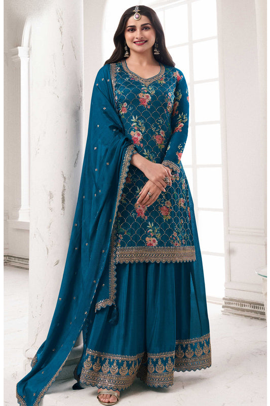 Black Color Eid Ramadan Wear Stylish Salwar Kameez Plazzo Dupatta Suit