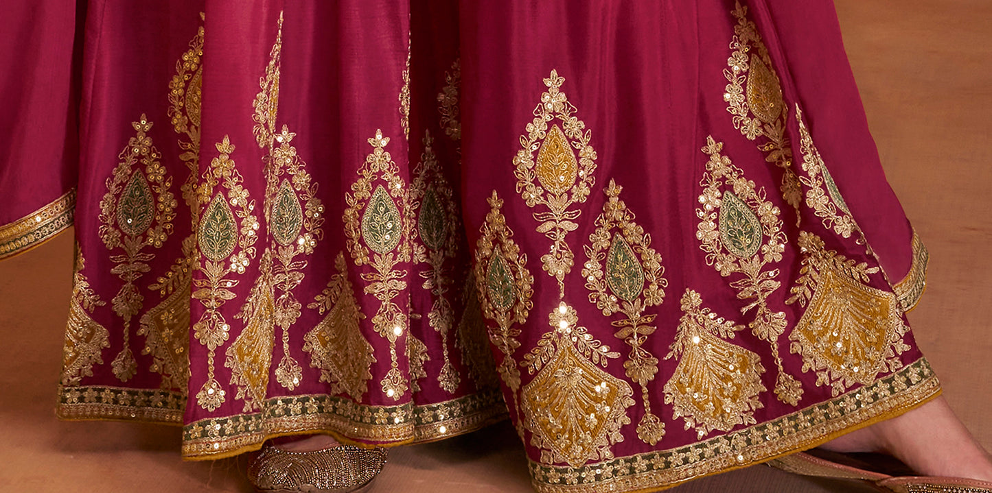 Haldi Function Wear Heavy Embroidery Work Salwar Kameez Palazzo Suit's