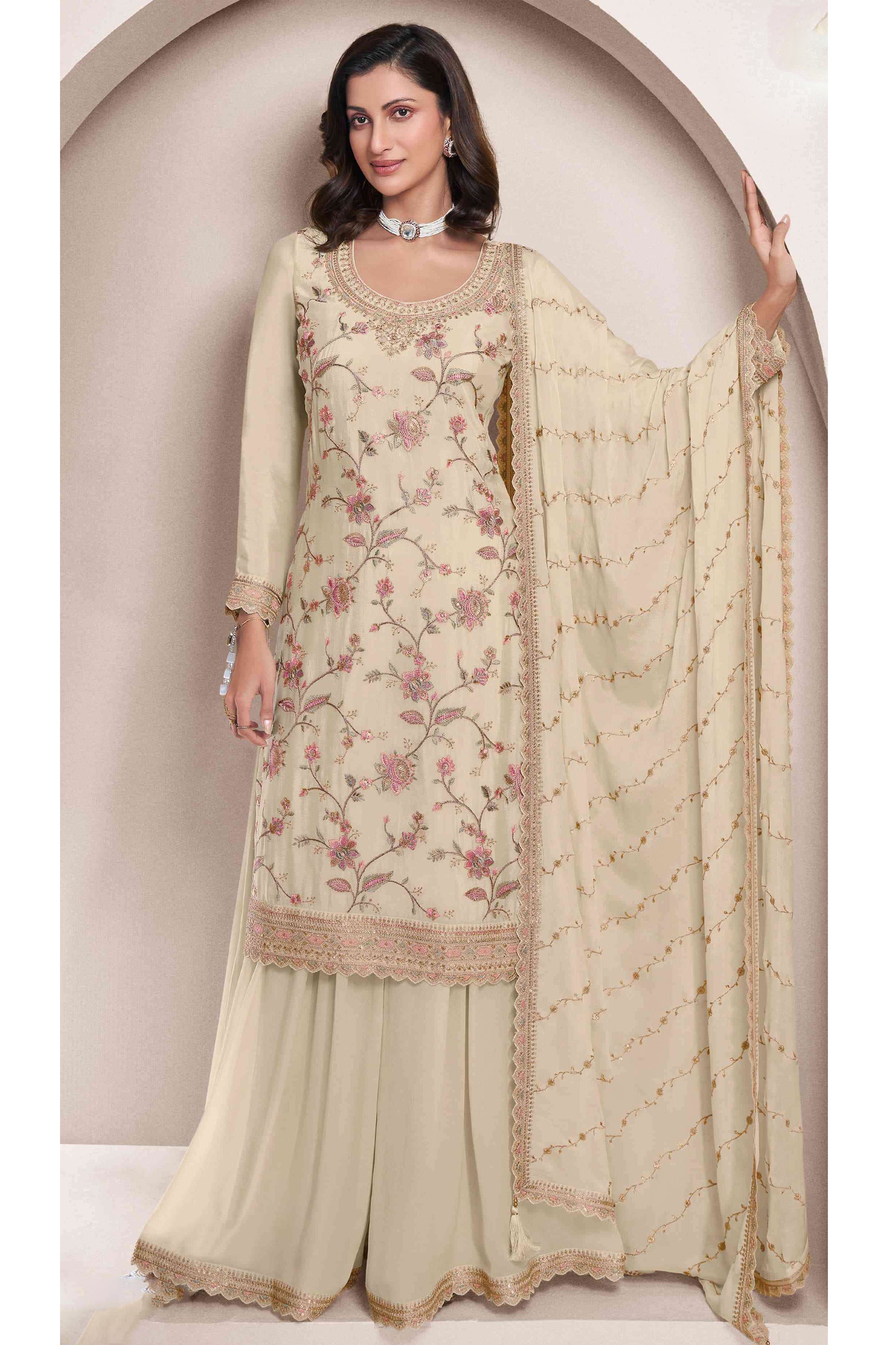 Designerharsha Bruiloft Kleding Shalwar Kameez Jurk Indiase Klaar om te dragen Broek Broek Suits, Beige, Eén Maat Designerharsha Bruiloft Kleding Shalwar Kameez Jurk Indiase Klaar om te dragen Broek Broek Suits, Beige, Eén Maat