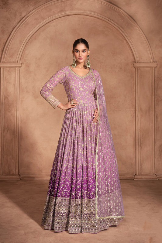 Designer Embroidery Worked Anarkali Gown for Indian Wedding in the USA