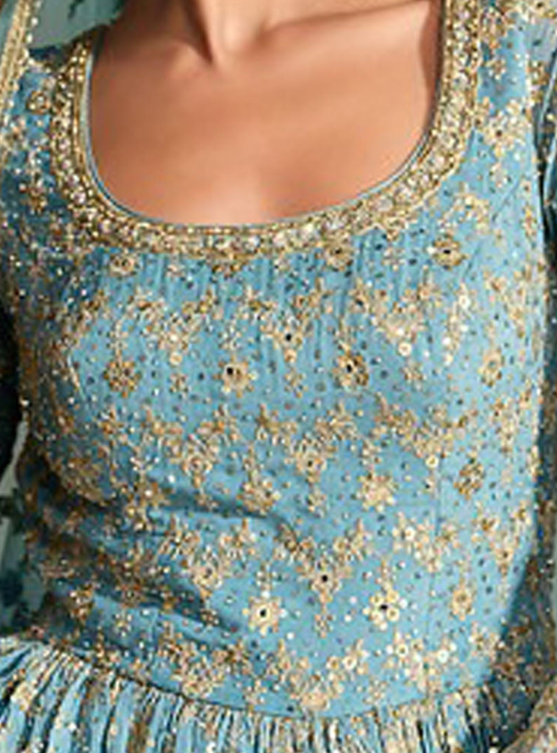 Designer Embroidery Worked Anarkali Gown for Indian Wedding in the USA