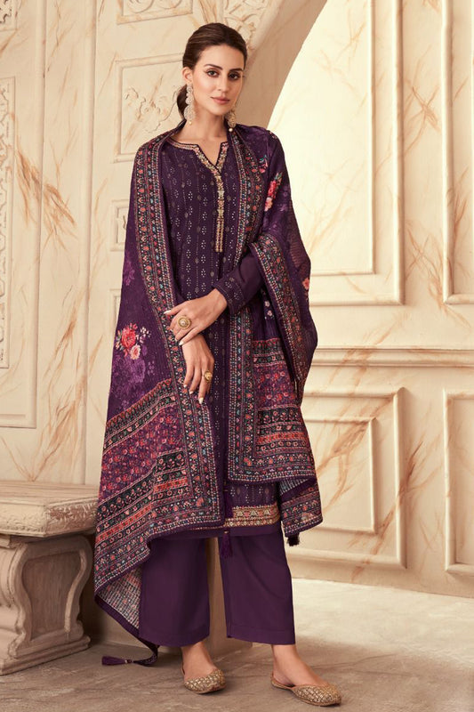 Indian Best Designer Chinon Silk Digital Salwar kameez Plazzo Pant set