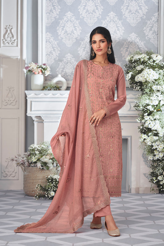Embroidered Organza Silk Wedding Wear in India Kameez Pant Suit in Salwar