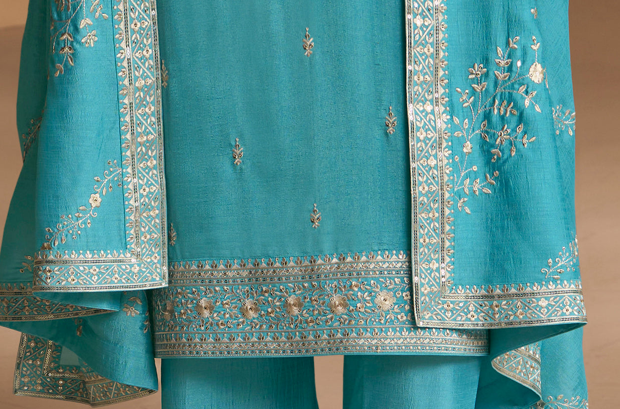 Bollywood Designer Heavy Embroidery Work Festival Wear Salwar Kameez Plazzo-Pant Suit