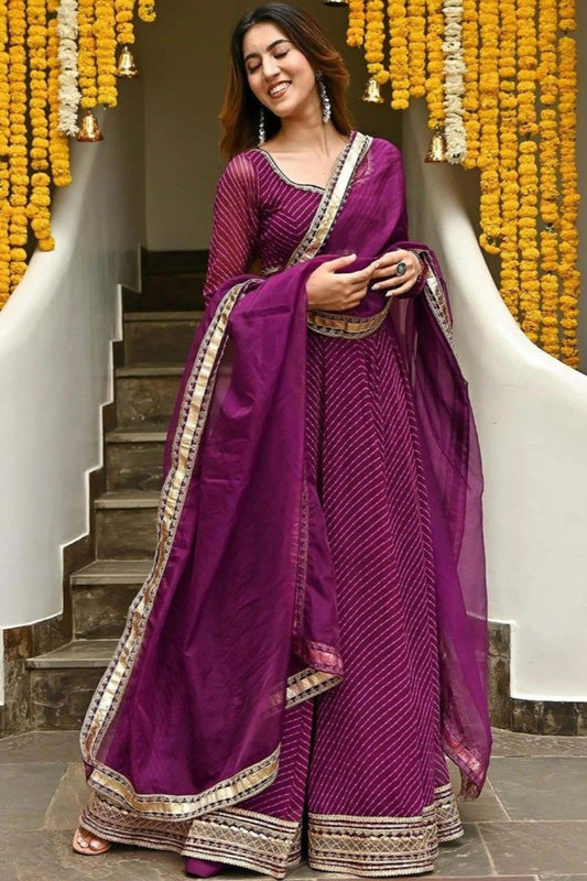 Stunning Wedding Guest Wear Leheriya Print Lehenga Choli With Dupatta