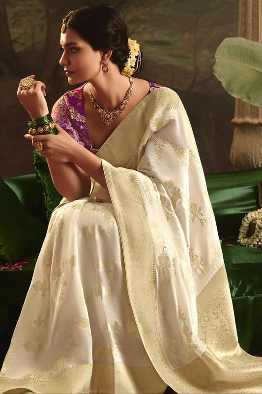 Indian Pakistani Casual Silk Saree Wedding Reception Wear Sari with Fancy Blouse
