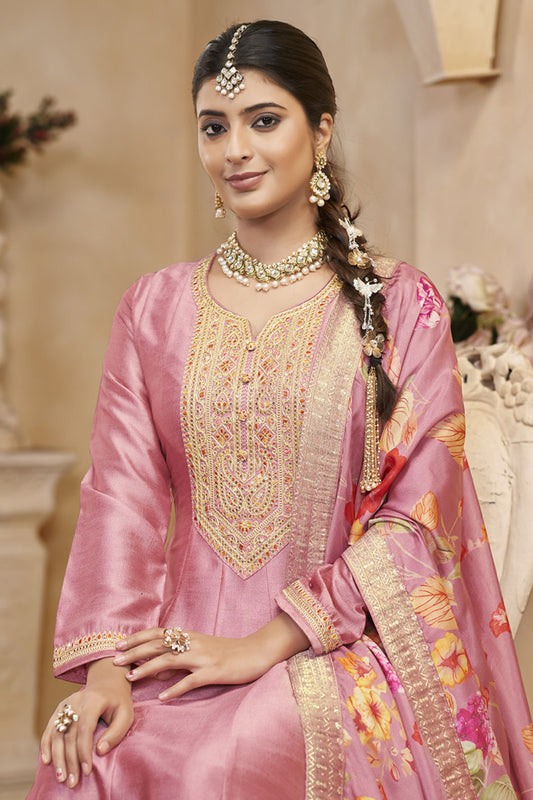 Indian Traditional Ready to Wear Embroidery Worked Anarkali Gown Dress