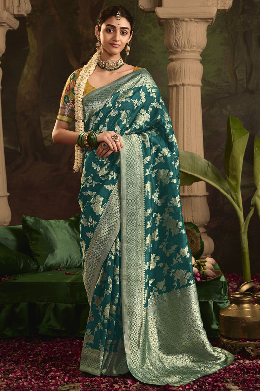 South Asian Festive Wear Sari Heavy Silk Fabric Event Wear Saree