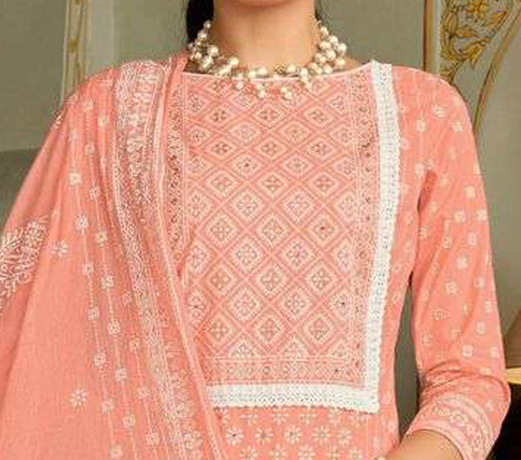 Party Wear Designer Cotton Print Work Salwar Kameez Palazzo Pant Suits