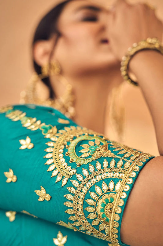 Punjabi Sangeet Function Wear Banarasi Silk Lengha Choli With Dupatta