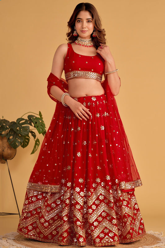 Pakistani Roka Nikah Wear Georgette Lahenga Choli With Net Dupatta