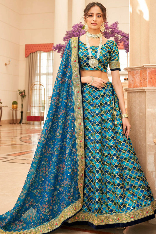 Gorgeous Blue Sequins Work Special Occasion Wear Lehenga Choli Dupatta