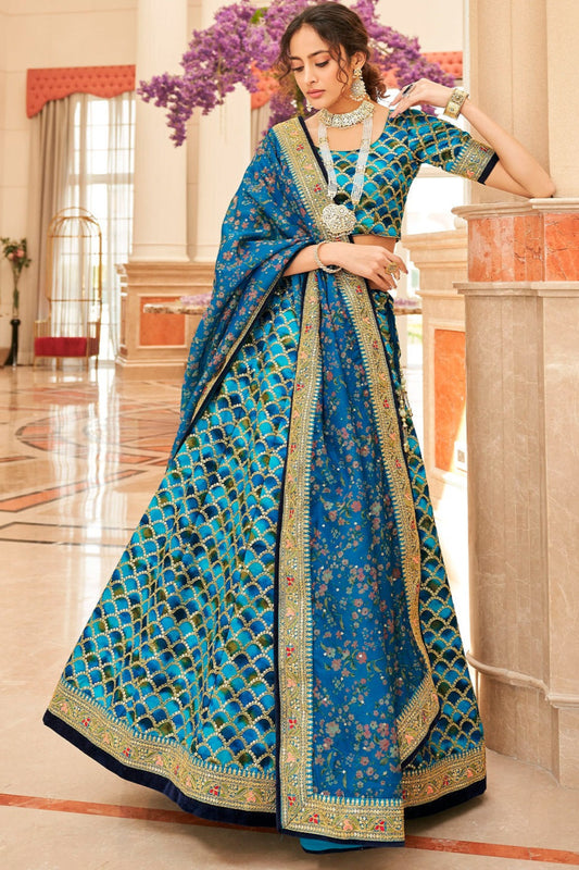 Gorgeous Blue Sequins Work Special Occasion Wear Lehenga Choli Dupatta
