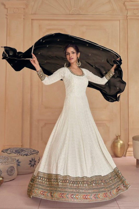 Pakistani Eid Function Party Wear Designer Georgette Anarkali Gown Suit's