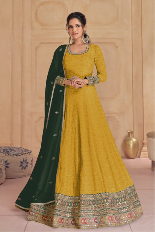 Pakistani Eid Function Party Wear Designer Georgette Anarkali Gown Suit's