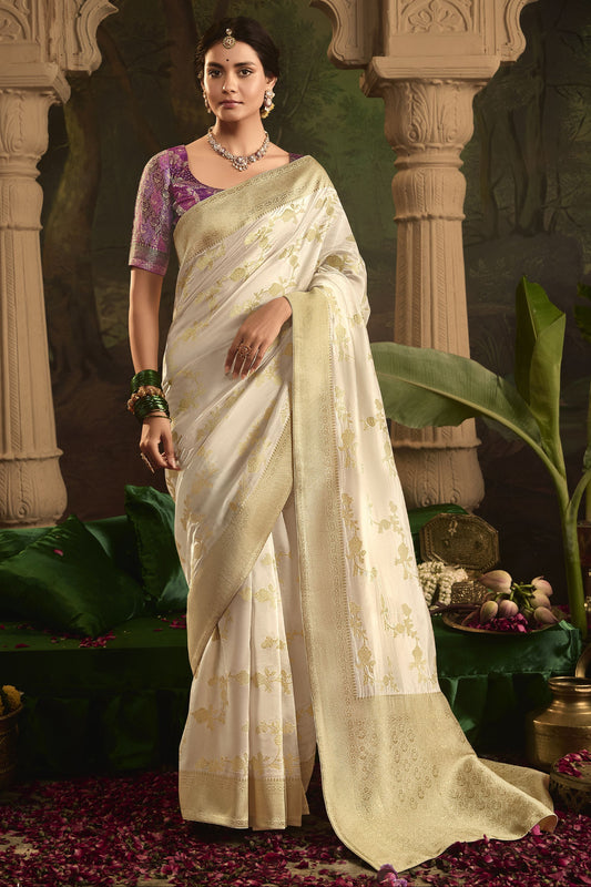 Indian Pakistani Casual Silk Saree Wedding Reception Wear Sari with Fancy Blouse